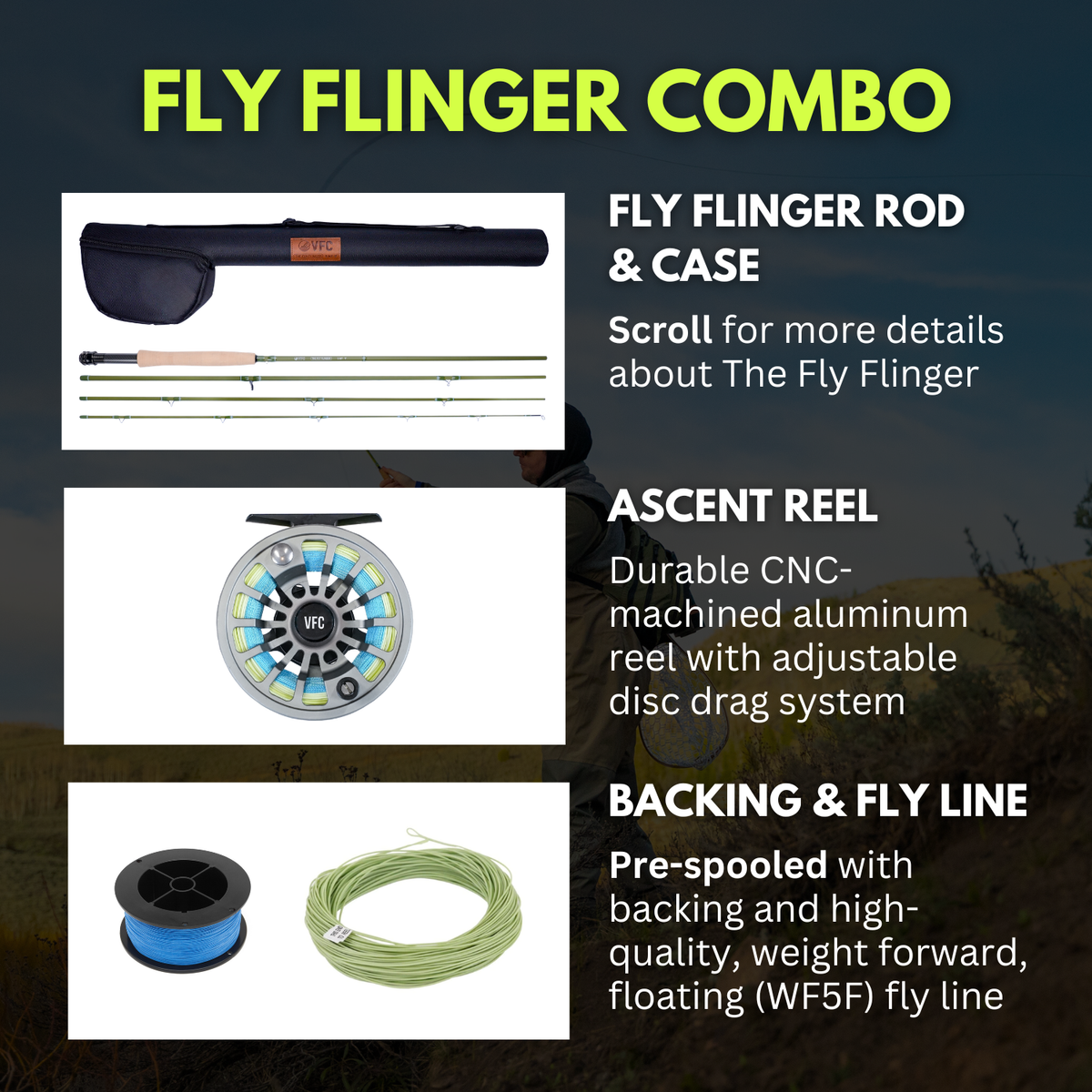 Fly Flinger Rod & Reel Combo — 9' 5wt Fly Fishing Outfit | Ventures Fly Co 9'