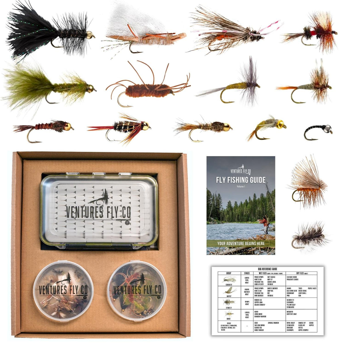 The Essential Dry Fly Collection - 12 Goat Float Flies, 5X Leader