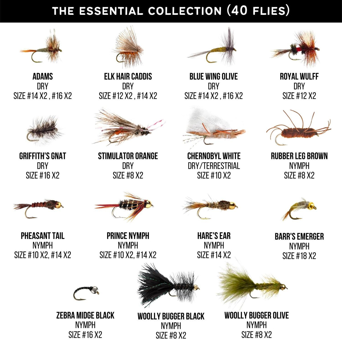 The Essential Collection  40 Premium Fly Assortment – Ventures Fly