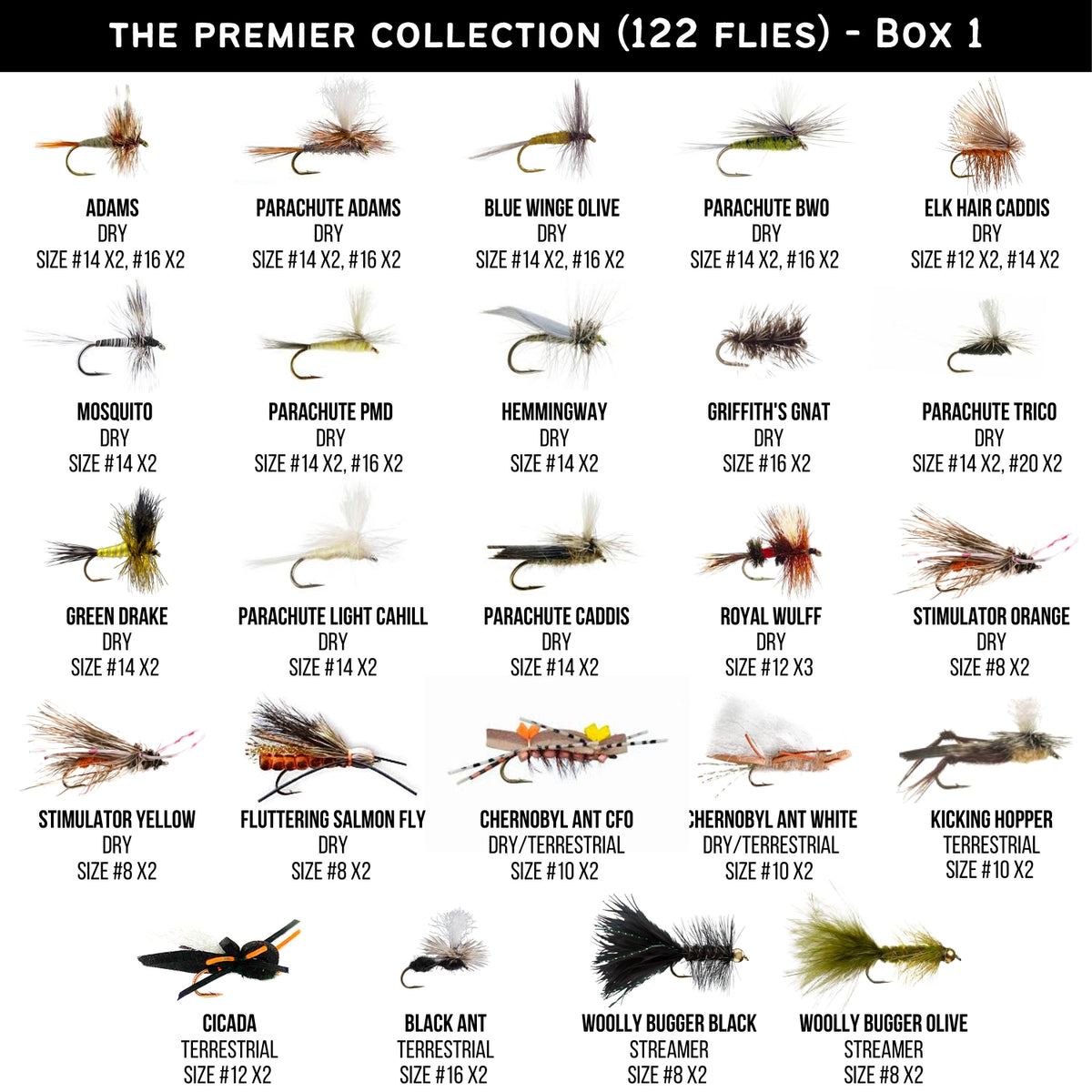 The Premier Collection  122 Premium Fly Assortment – Ventures Fly