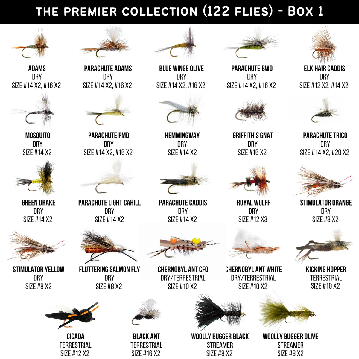 different types of fly fishing lures HERCULES Flies Kit, Pack 70 pcs, Dry Flies Fly Fishing Flies and Their