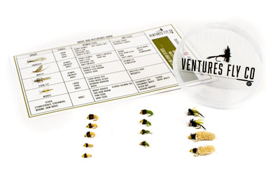 Ventures Fly Co 122 Premium Hand Tied Fly Fishing Flies Assortment Two Fly Boxes Included Dry, Wet, Nymphs, Streamers, Wooly Buggers, Terrestrials